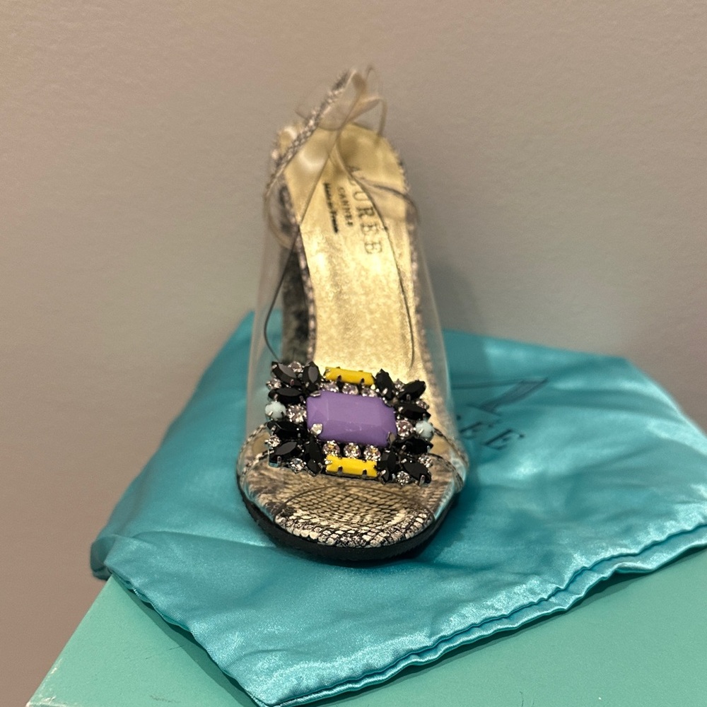 Elegant Snakeskin Heels with Jewel Accents